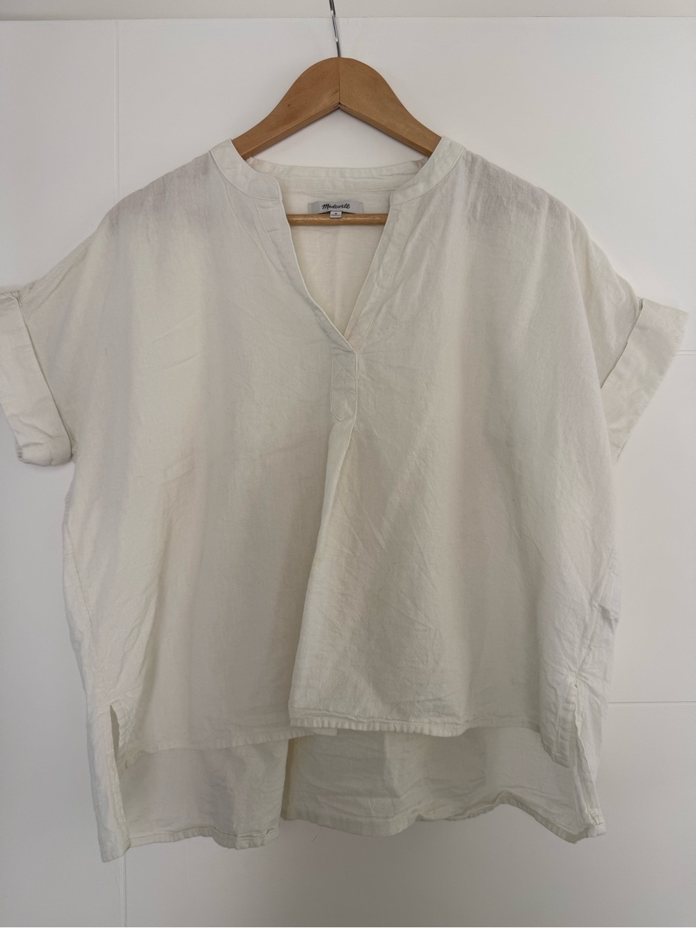 Madewell Short Sleeve Cotton Blend Top, size medium.